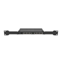 Mikrotik RB4011iGS+RM front view showing ten Ethernet ports, power input