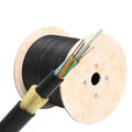ADSS fiber optic cable spool with exposed multi-core fibers for FTTH and overhead installation