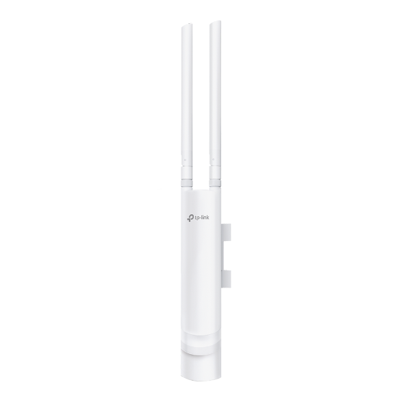 TP-Link EAP110-Outdoor wireless access point front view with dual antennas and slim white design