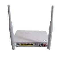 ZTE F660V9 XPON ONT rear view showing fiber port, Ethernet LAN ports and dual antennas