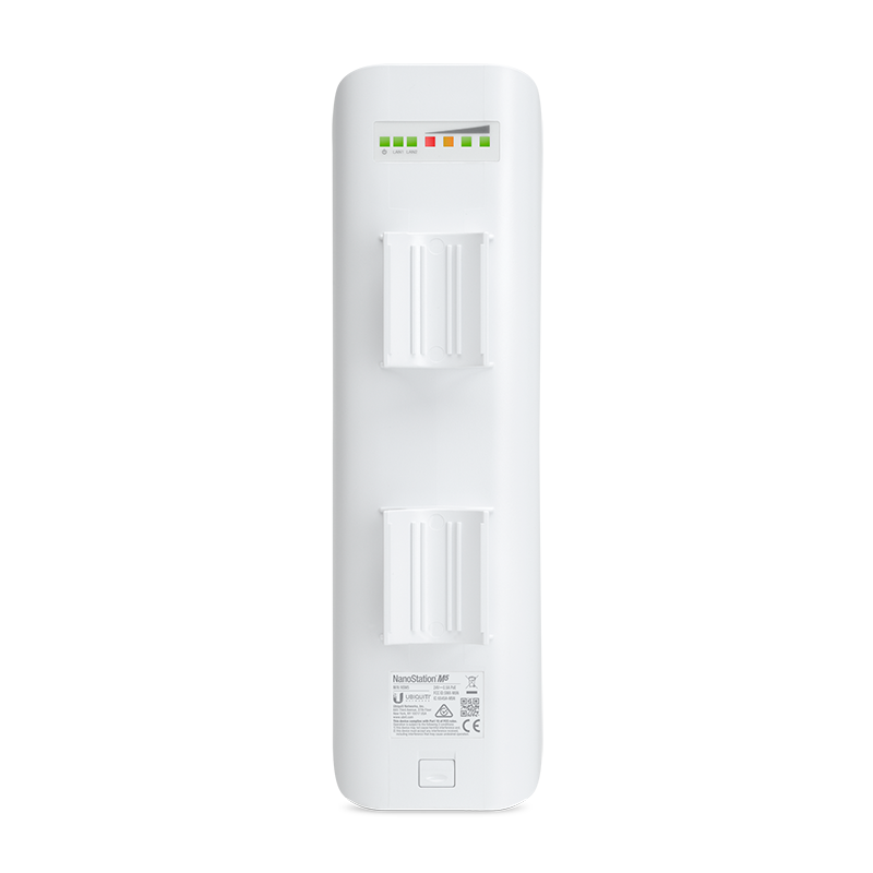 AirMAX NanoStation M5 NSM5 rear view with mounting system and indicators